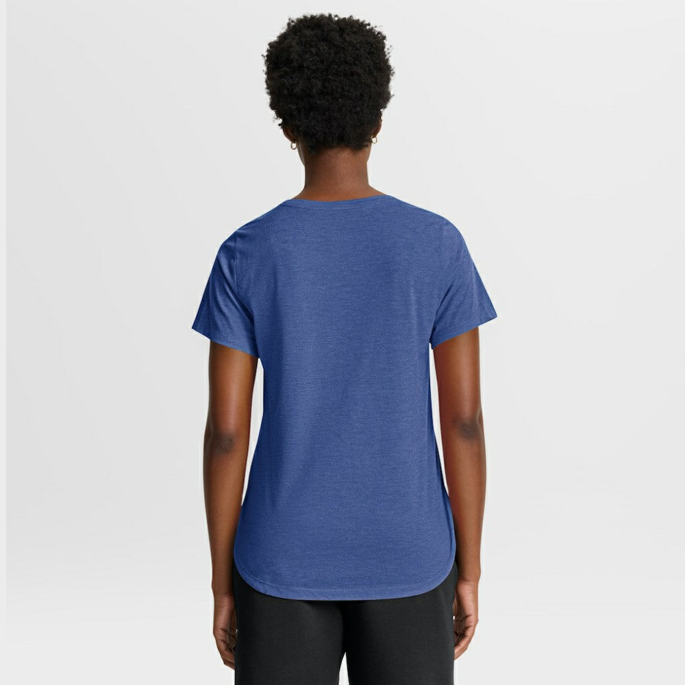 Chicago Cubs Nike Women's Arched Tri-Blend T-Shirt - Heather Royal - Nike Lifestyle