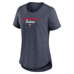 Minnesota Twins Nike Women's Arched Tri-Blend T-Shirt - Heather Navy - Nike Lifestyle