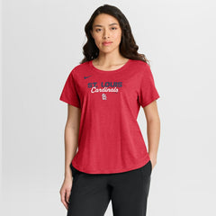 St. Louis Cardinals Nike Women's Arched Tri-Blend T-Shirt - Heather Red - Nike Discount