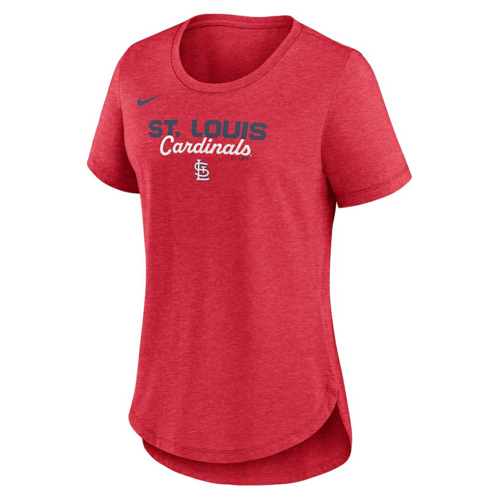 St. Louis Cardinals Nike Women's Arched Tri-Blend T-Shirt - Heather Red - Nike Discount