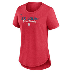 St. Louis Cardinals Nike Women's Arched Tri-Blend T-Shirt - Heather Red - Nike Discount