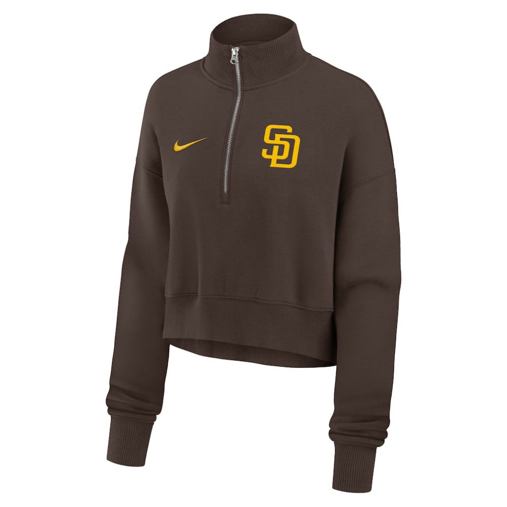 San Diego Padres Nike Women's Primetime Phoenix Fleece Half-Zip Sweatshirt - Brown - Nike on Sale