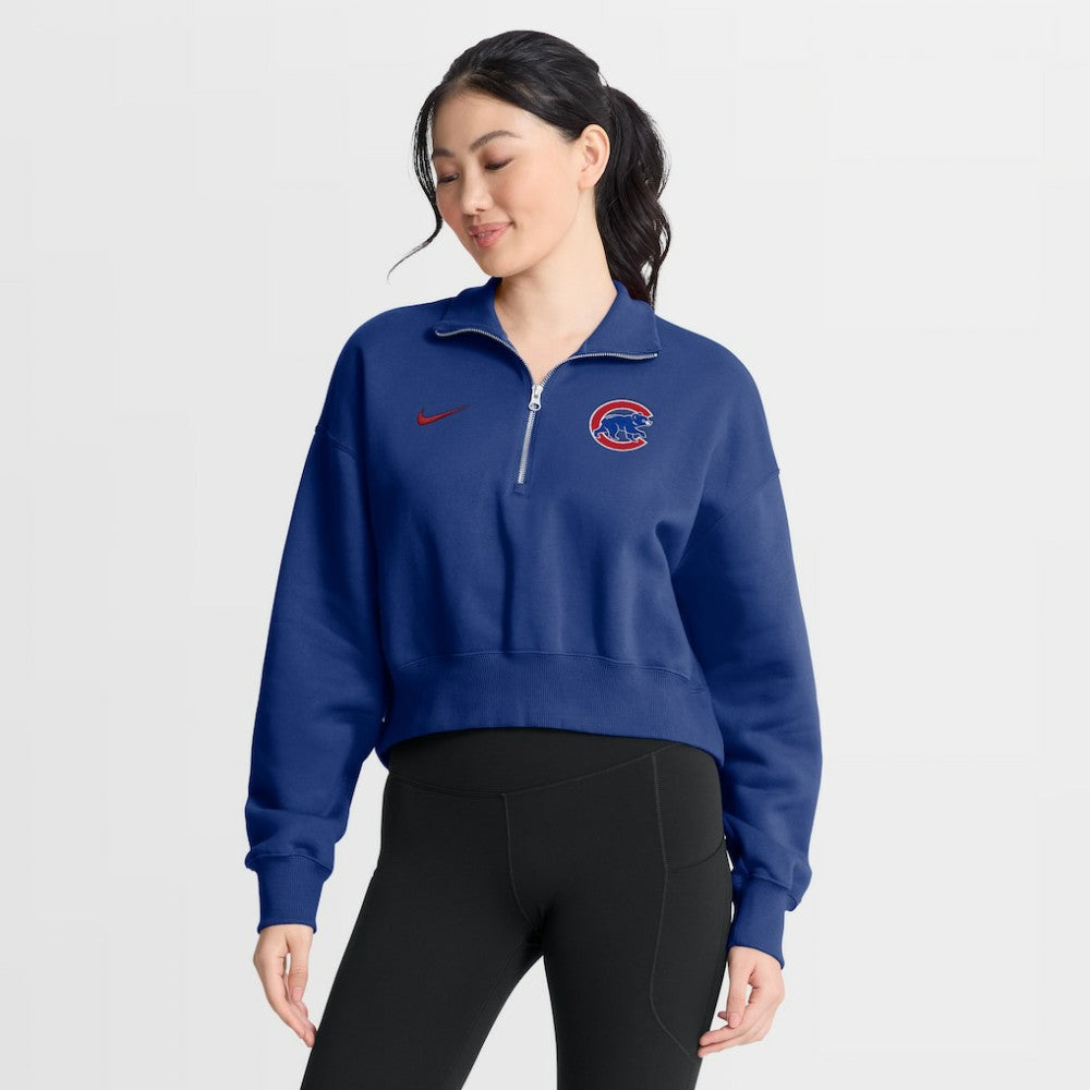 Chicago Cubs Nike Women's Primetime Phoenix Fleece Half-Zip Sweatshirt - Royal - Nike Lifestyle