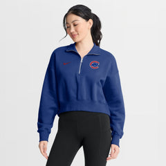 Chicago Cubs Nike Women's Primetime Phoenix Fleece Half-Zip Sweatshirt - Royal - Nike Lifestyle