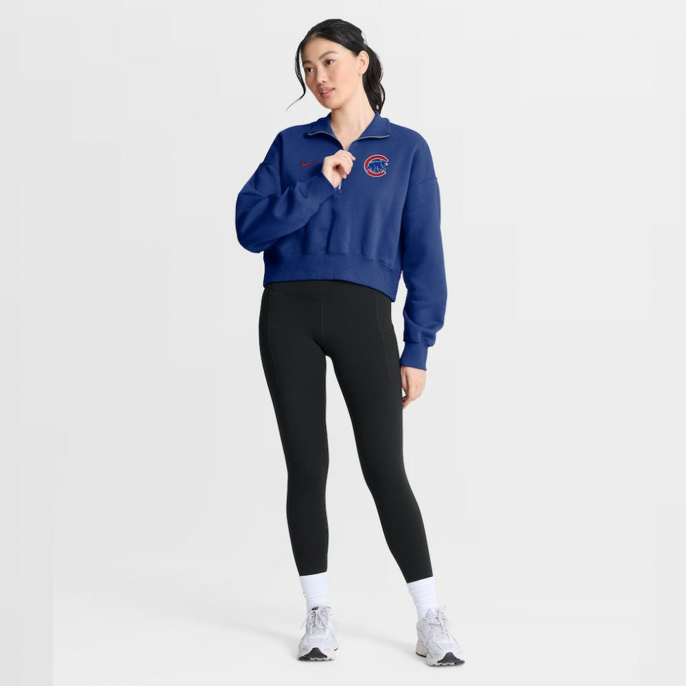 Chicago Cubs Nike Women's Primetime Phoenix Fleece Half-Zip Sweatshirt - Royal - Nike Lifestyle