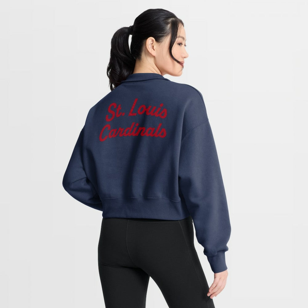 St. Louis Cardinals Nike Women's Primetime Phoenix Fleece Half-Zip Sweatshirt - Navy - Nike on Sale