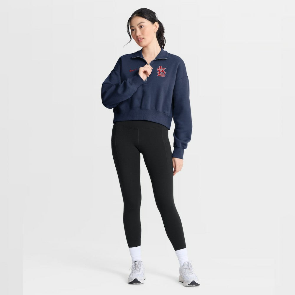 St. Louis Cardinals Nike Women's Primetime Phoenix Fleece Half-Zip Sweatshirt - Navy - Nike on Sale