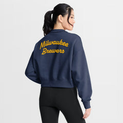 Milwaukee Brewers Nike Women's Primetime Phoenix Fleece Half-Zip Sweatshirt - Navy - Nike Sale