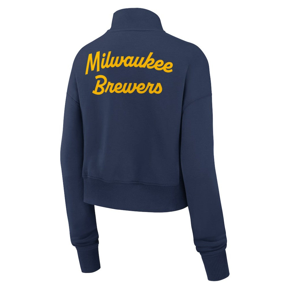 Milwaukee Brewers Nike Women's Primetime Phoenix Fleece Half-Zip Sweatshirt - Navy - Nike Sale