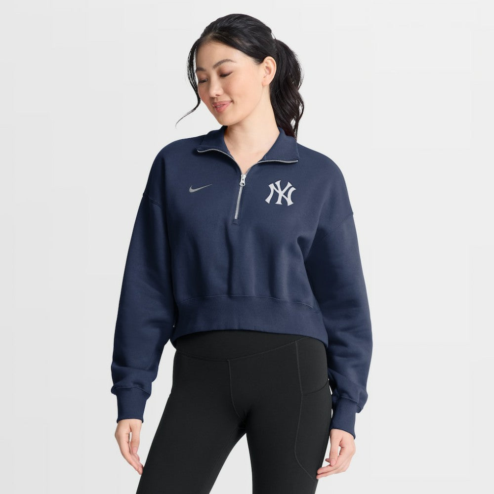 New York Yankees Nike Women's Primetime Phoenix Fleece Half-Zip Sweatshirt - Navy - Nike on Sale