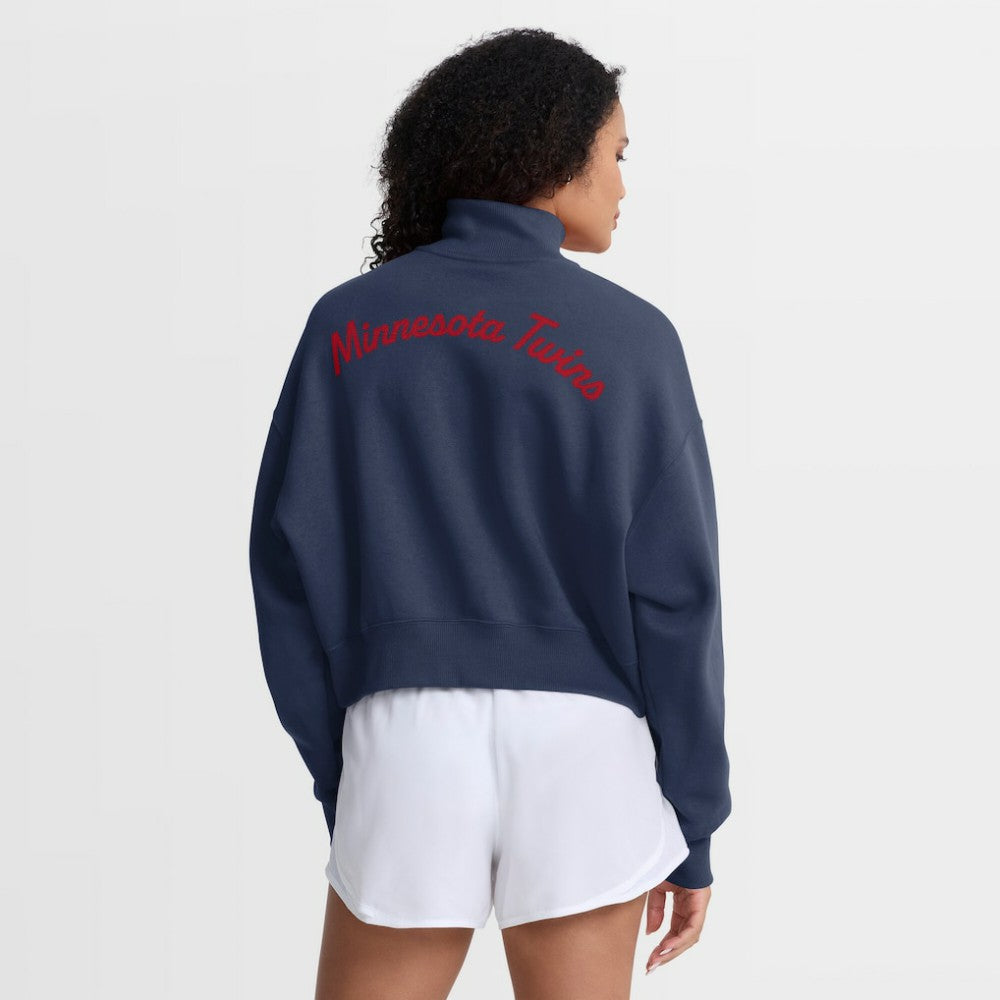 Minnesota Twins Nike Women's Primetime Phoenix Fleece Half-Zip Sweatshirt - Navy - Nike on Sale