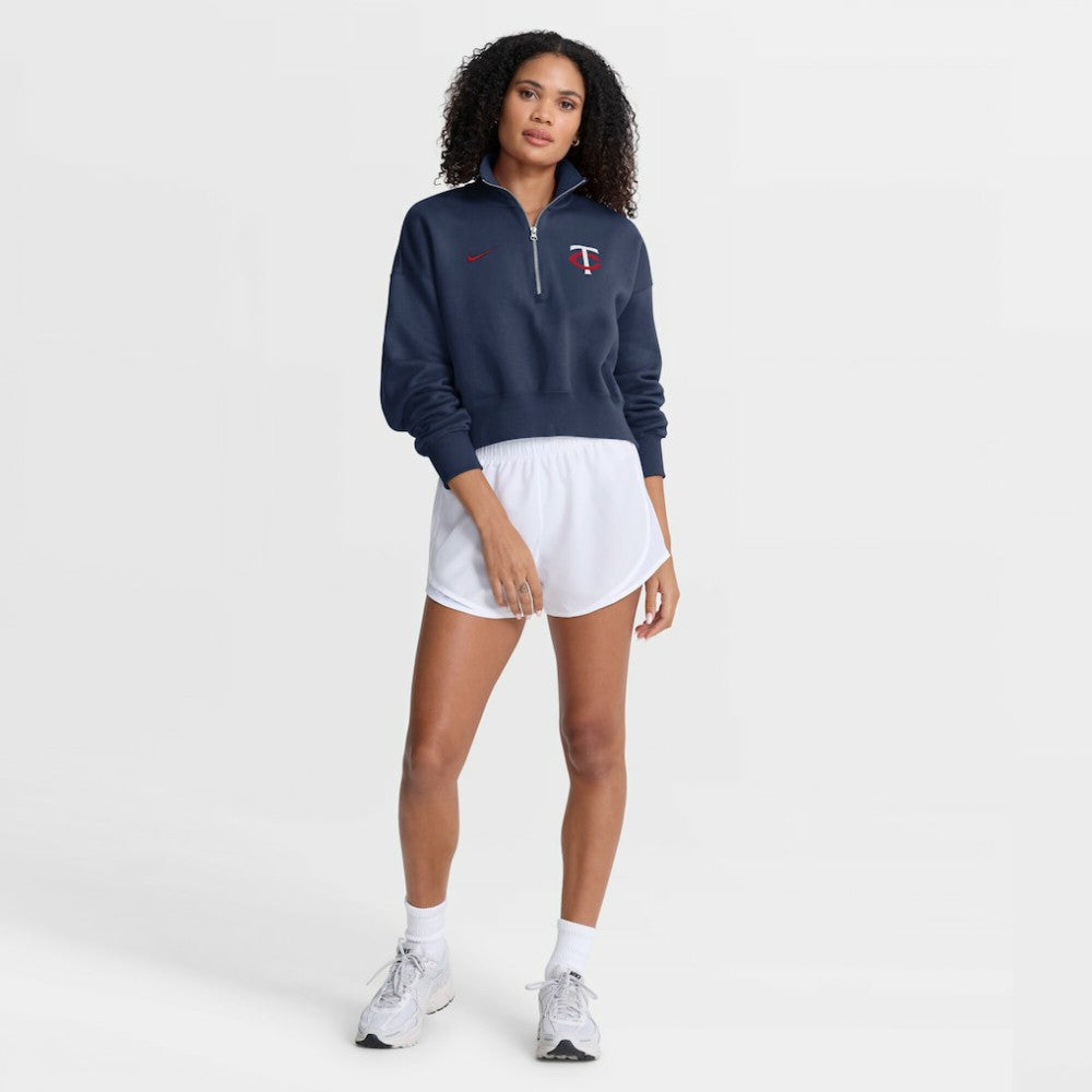 Minnesota Twins Nike Women's Primetime Phoenix Fleece Half-Zip Sweatshirt - Navy - Nike on Sale
