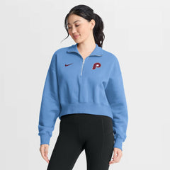 Philadelphia Phillies Nike Women's Primetime Phoenix Fleece Half-Zip Sweatshirt - Light Blue - Nike Lifestyle