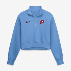 Philadelphia Phillies Nike Women's Primetime Phoenix Fleece Half-Zip Sweatshirt - Light Blue - Nike Lifestyle