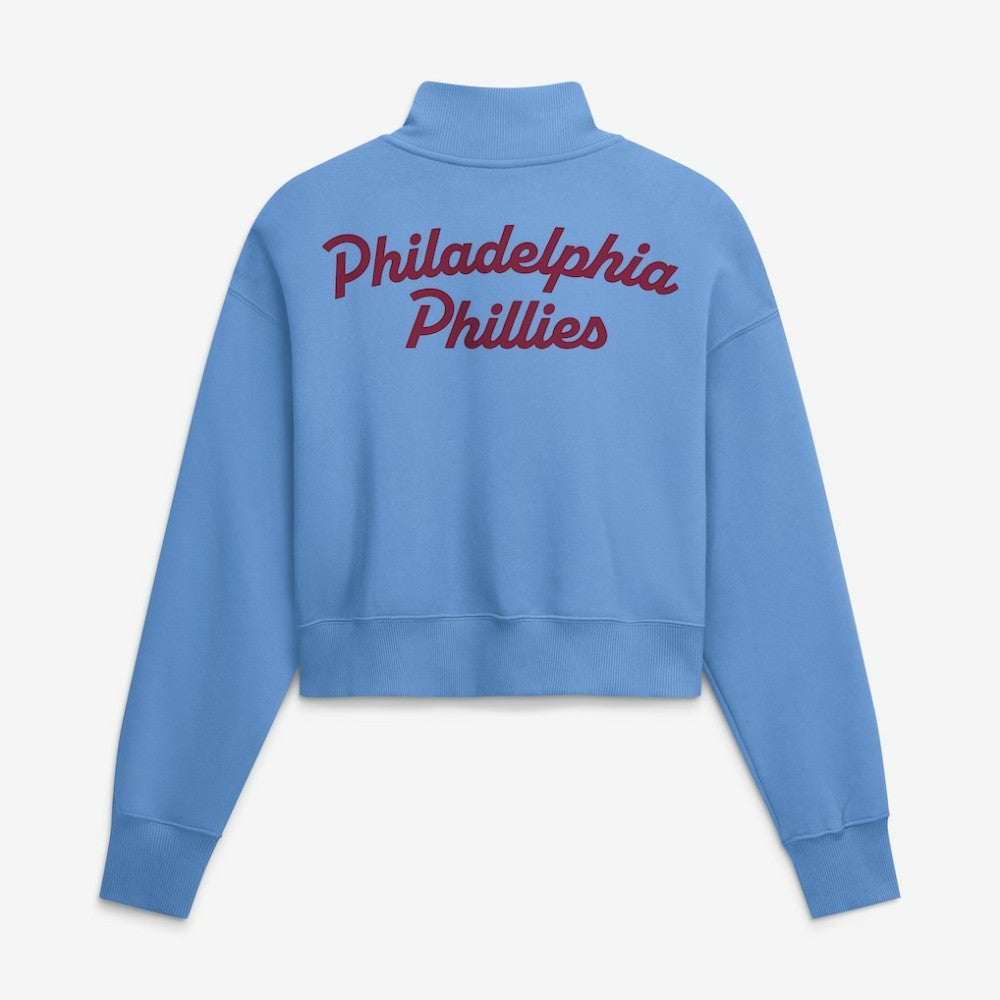 Philadelphia Phillies Nike Women's Primetime Phoenix Fleece Half-Zip Sweatshirt - Light Blue - Nike Lifestyle