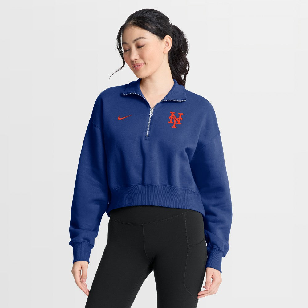 New York Mets Nike Women's Primetime Phoenix Fleece Half-Zip Sweatshirt - Royal - Nike Sale