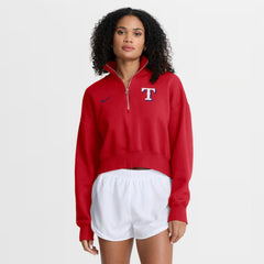 Texas Rangers Nike Women's Primetime Phoenix Fleece Half-Zip Sweatshirt - Red - Nike on Sale
