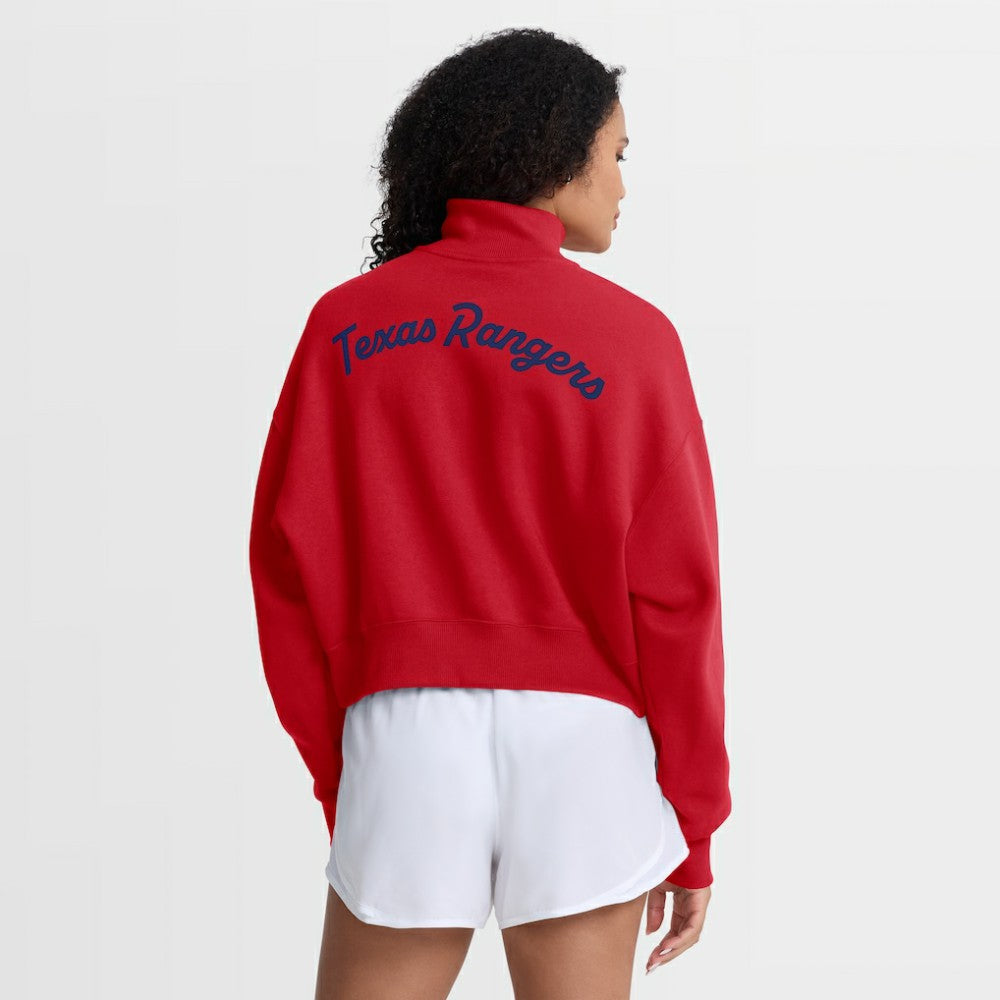 Texas Rangers Nike Women's Primetime Phoenix Fleece Half-Zip Sweatshirt - Red - Nike on Sale