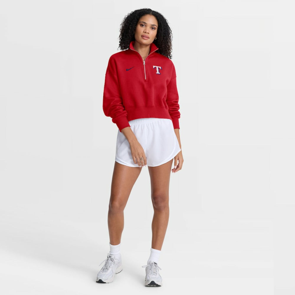 Texas Rangers Nike Women's Primetime Phoenix Fleece Half-Zip Sweatshirt - Red - Nike on Sale