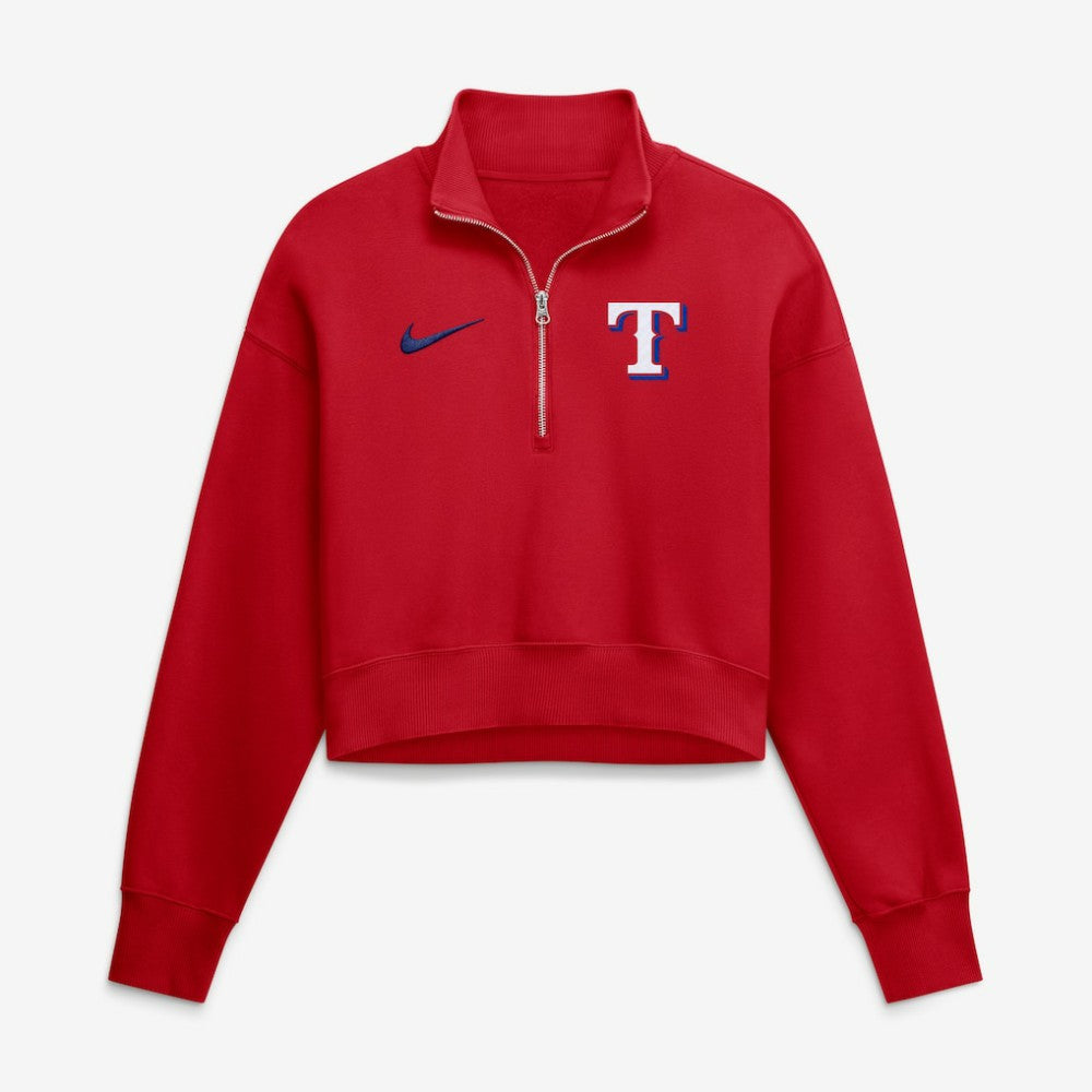 Texas Rangers Nike Women's Primetime Phoenix Fleece Half-Zip Sweatshirt - Red - Nike on Sale