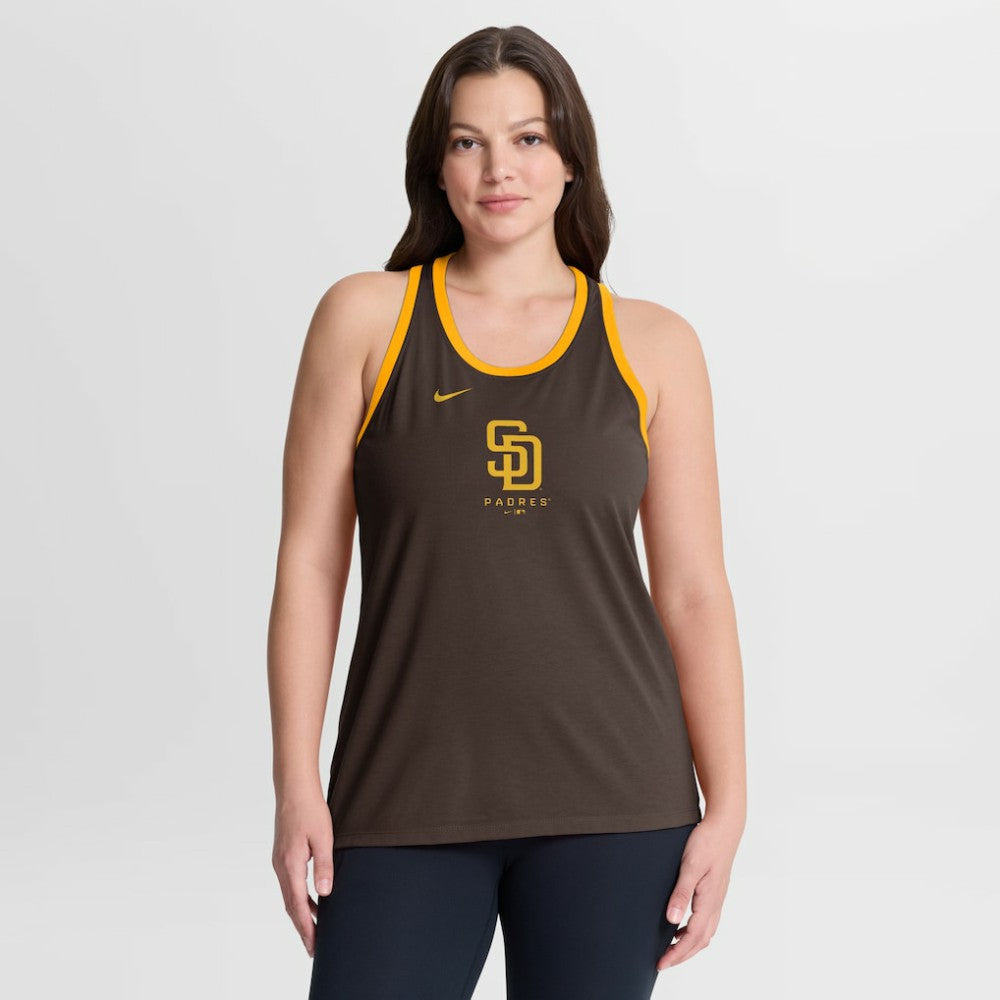 San Diego Padres Nike Women's Tri-Blend Dri-FIT Racerback Tank Top - Brown - Nike Discount