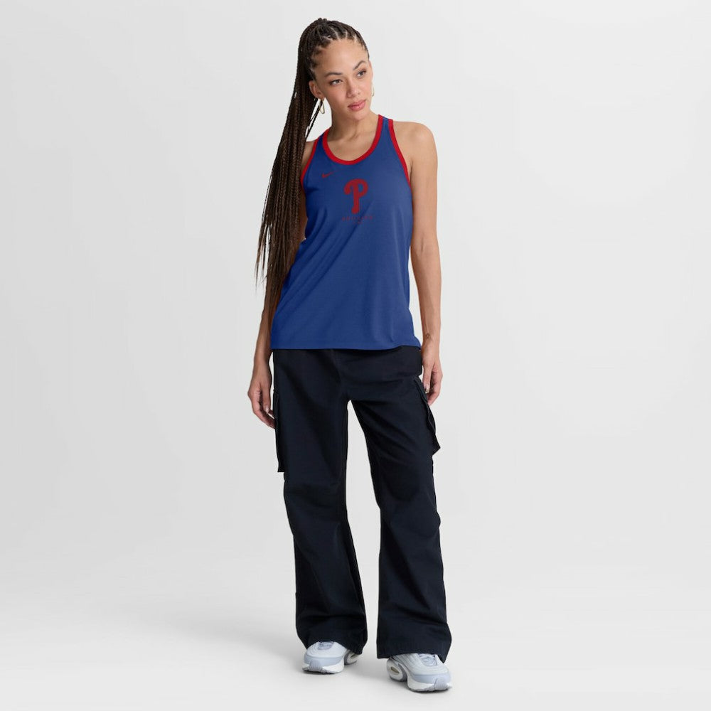 Philadelphia Phillies Nike Women's Tri-Blend Dri-FIT Racerback Tank Top - Royal - Nike Lifestyle