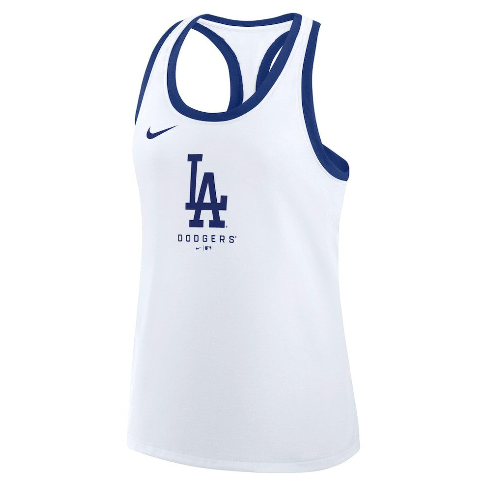 Los Angeles Dodgers Nike Women's Tri-Blend Dri-FIT Racerback Tank Top - White - Nike Lifestyle
