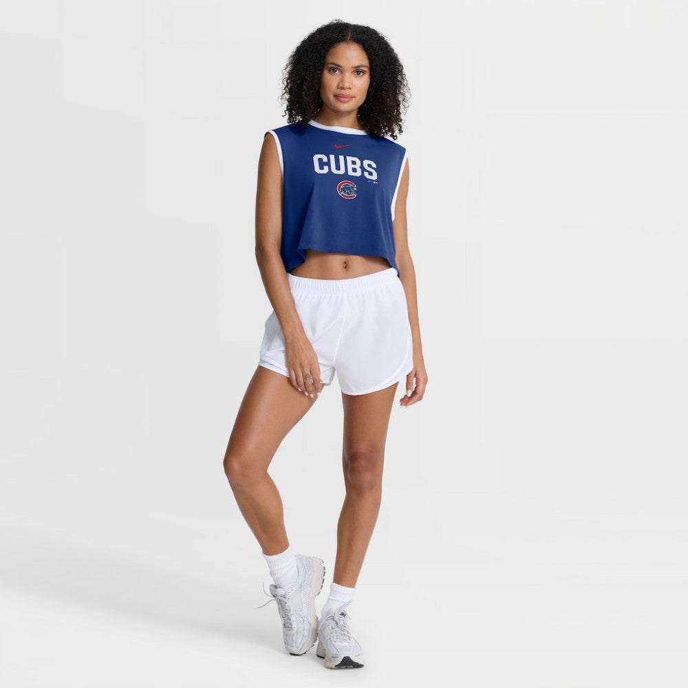 Chicago Cubs Nike Women's Primetime Loose Dri-FIT Cropped Tank Top - Royal - Nike on Sale