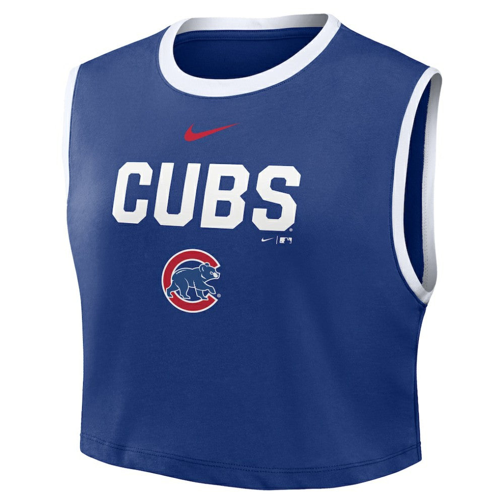 Chicago Cubs Nike Women's Primetime Loose Dri-FIT Cropped Tank Top - Royal - Nike on Sale