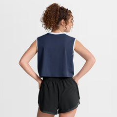 Atlanta Braves Nike Women's Primetime Loose Dri-FIT Cropped Tank Top - Navy - Nike Lifestyle