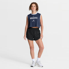 Atlanta Braves Nike Women's Primetime Loose Dri-FIT Cropped Tank Top - Navy - Nike Lifestyle