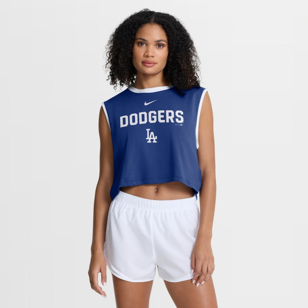 Los Angeles Dodgers Nike Women's Primetime Loose Dri-FIT Cropped Tank Top - Royal - Nike Discount