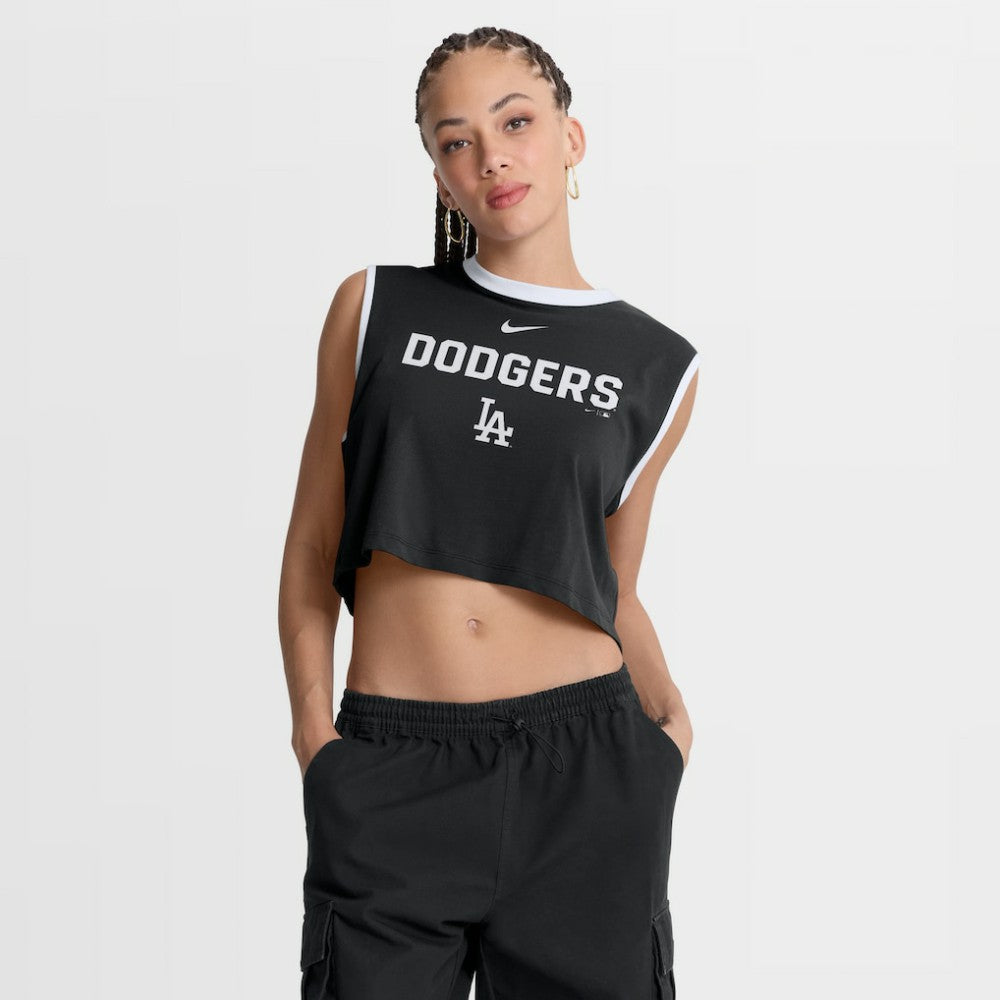 Los Angeles Dodgers Nike Women's Primetime Loose Dri-FIT Cropped Tank Top - Black - Nike Sale