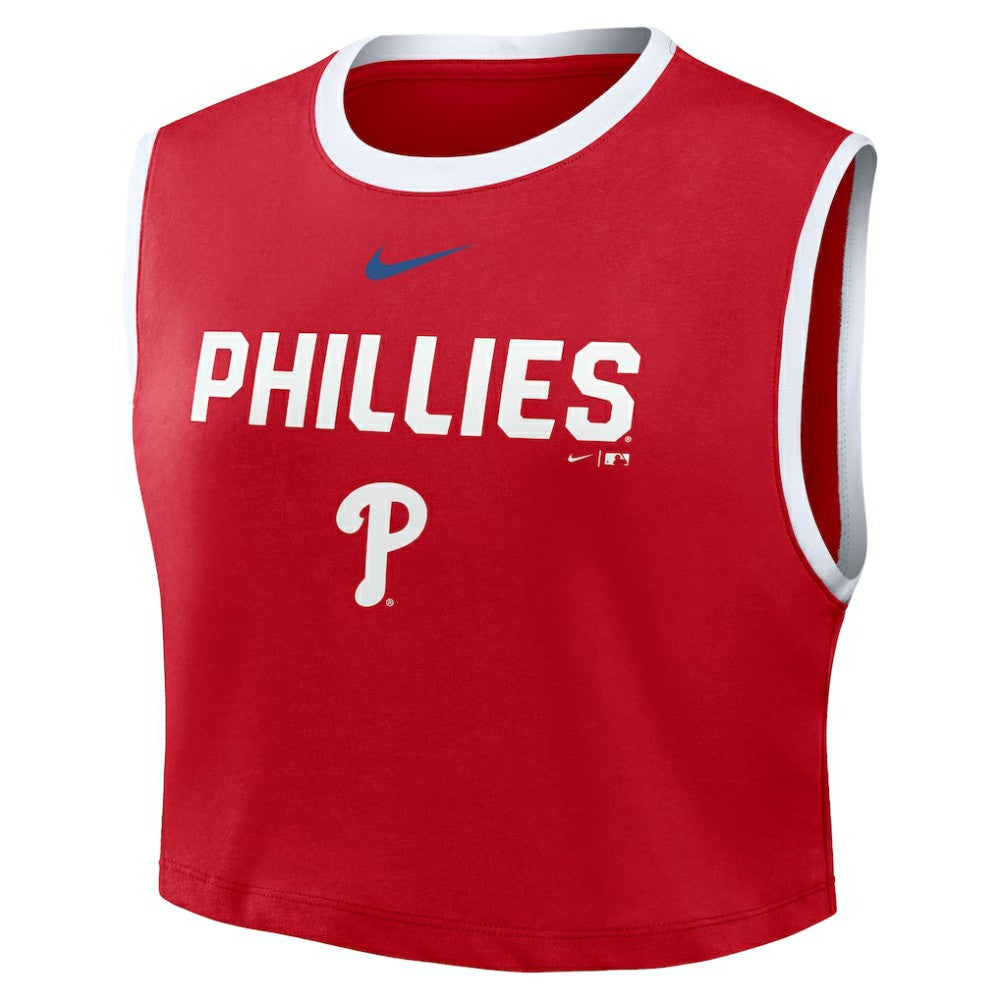 Philadelphia Phillies Nike Women's Primetime Loose Dri-FIT Cropped Tank Top - Red - Nike on Sale