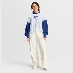 Los Angeles Dodgers Nike Women's Oversized High Hip Fleece Sweatshirt - White/Royal - Nike Lifestyle