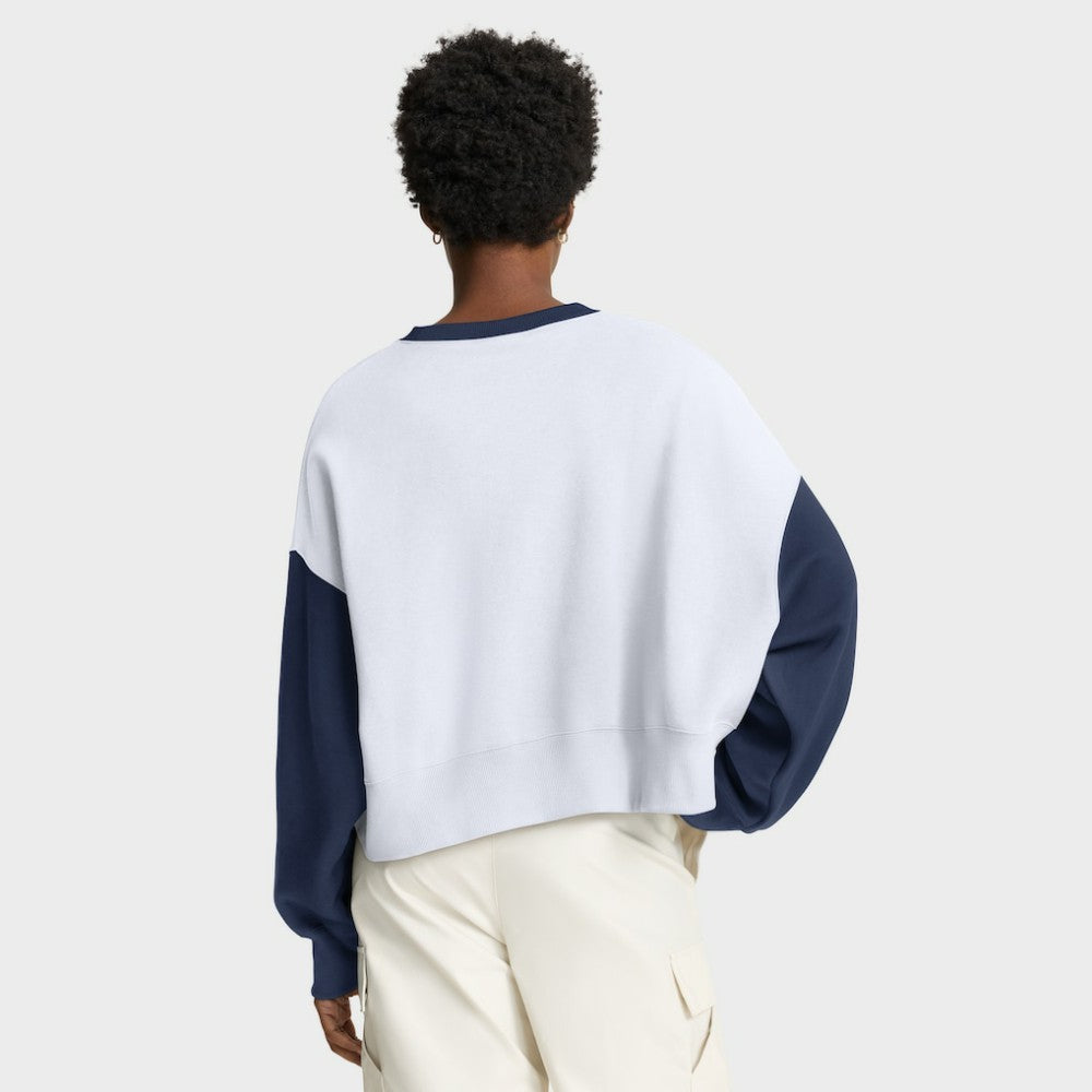 New York Yankees Nike Women's Oversized High Hip Fleece Sweatshirt - White/Navy - Nike on Sale