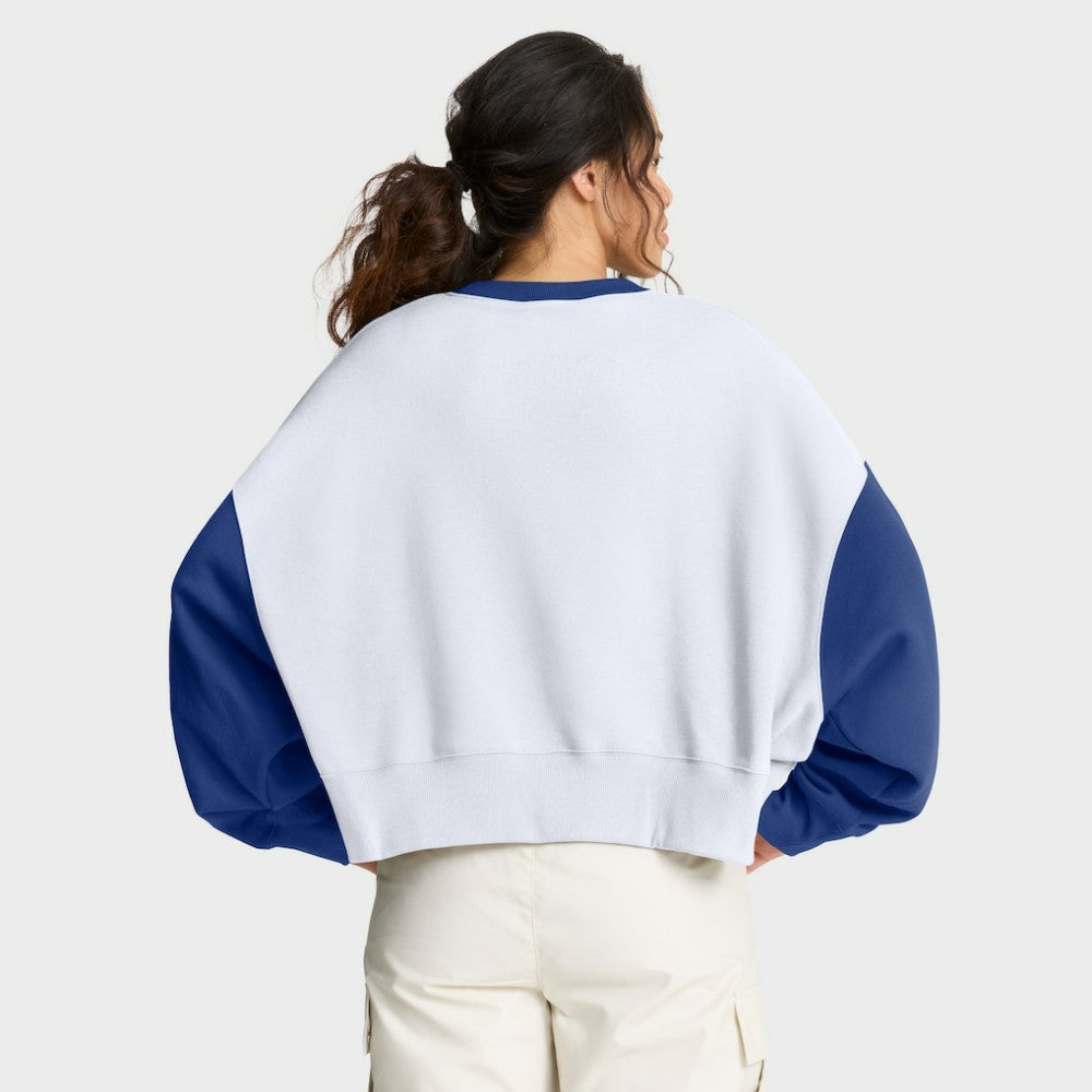 Chicago Cubs Nike Women's Oversized High Hip Fleece Sweatshirt - White/Royal - Nike Discount