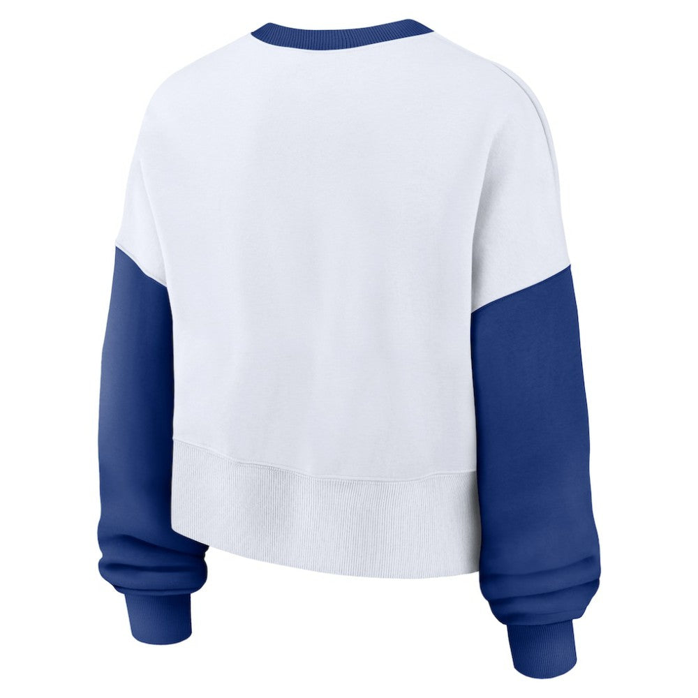 Chicago Cubs Nike Women's Oversized High Hip Fleece Sweatshirt - White/Royal - Nike Discount