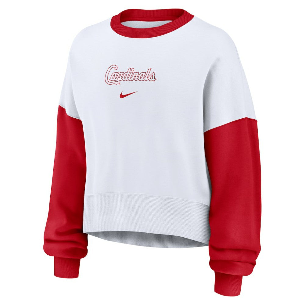 St. Louis Cardinals Nike Women's Oversized High Hip Fleece Sweatshirt - White/Red - Nike Discount