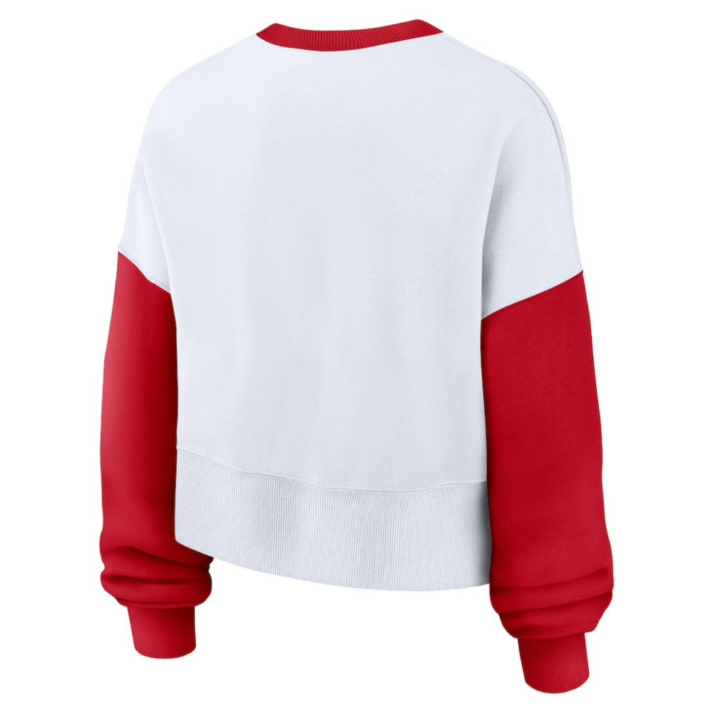 St. Louis Cardinals Nike Women's Oversized High Hip Fleece Sweatshirt - White/Red - Nike Discount