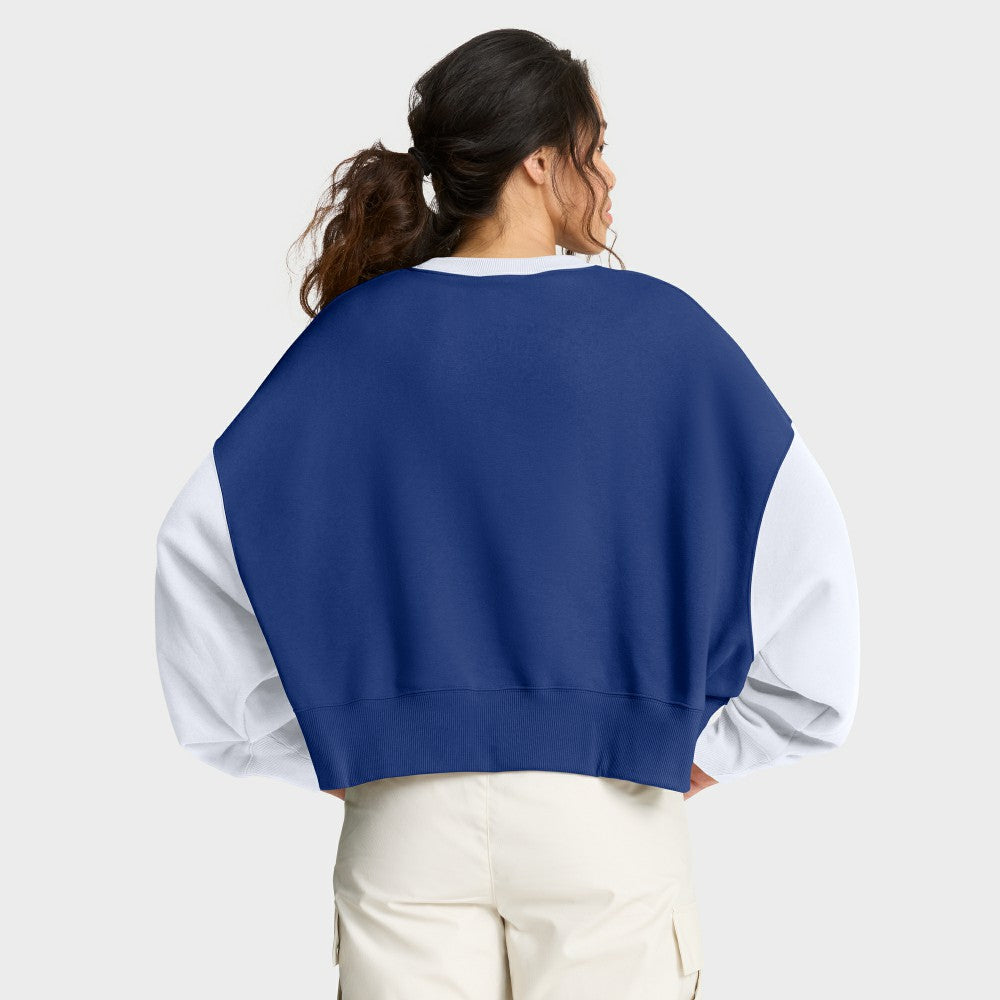 New York Mets Nike Women's Oversized High Hip Fleece Sweatshirt - Royal/White - Nike Online