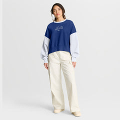 New York Mets Nike Women's Oversized High Hip Fleece Sweatshirt - Royal/White - Nike Online