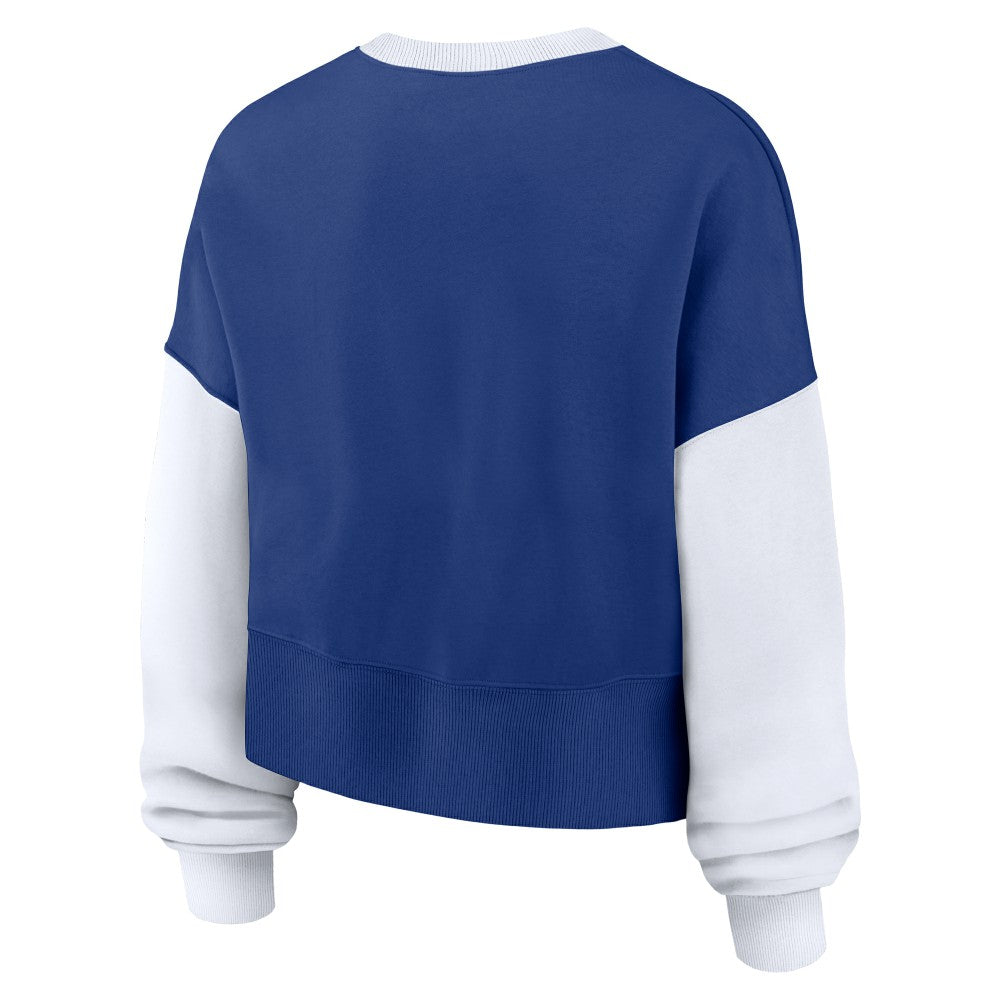 New York Mets Nike Women's Oversized High Hip Fleece Sweatshirt - Royal/White - Nike Online