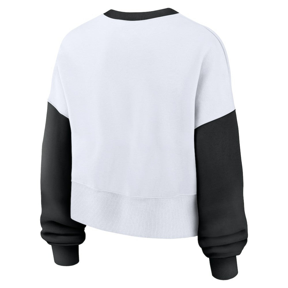 Baltimore Orioles Nike Women's Oversized High Hip Fleece Sweatshirt - White/Black - Nike on Sale