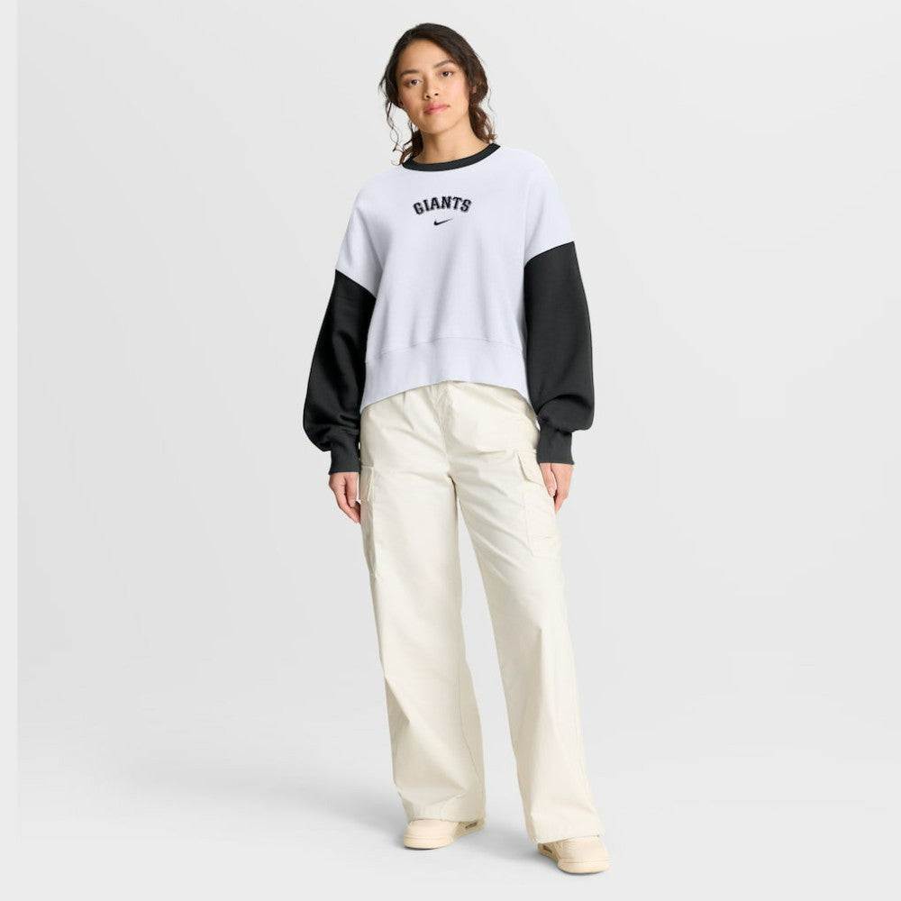 San Francisco Giants Nike Women's Oversized High Hip Fleece Sweatshirt - White/Black - Nike Lifestyle