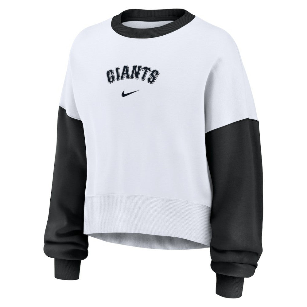 San Francisco Giants Nike Women's Oversized High Hip Fleece Sweatshirt - White/Black - Nike Lifestyle