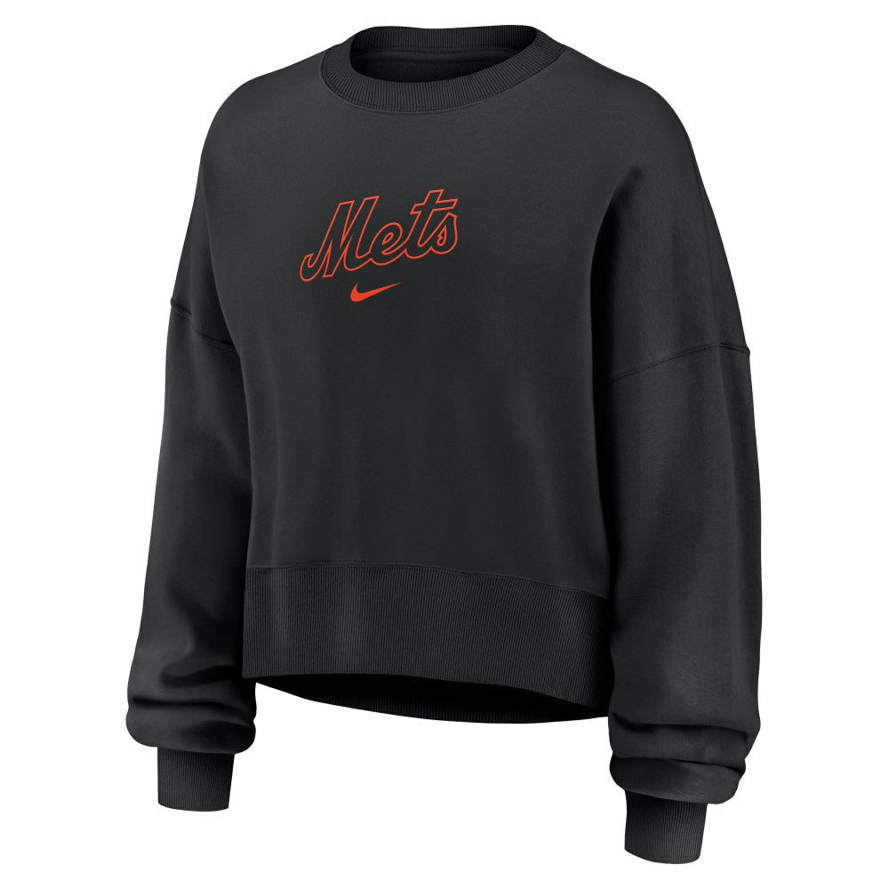 New York Mets Nike Women's Oversized Primetime Sweatshirt - Black - Nike Discount