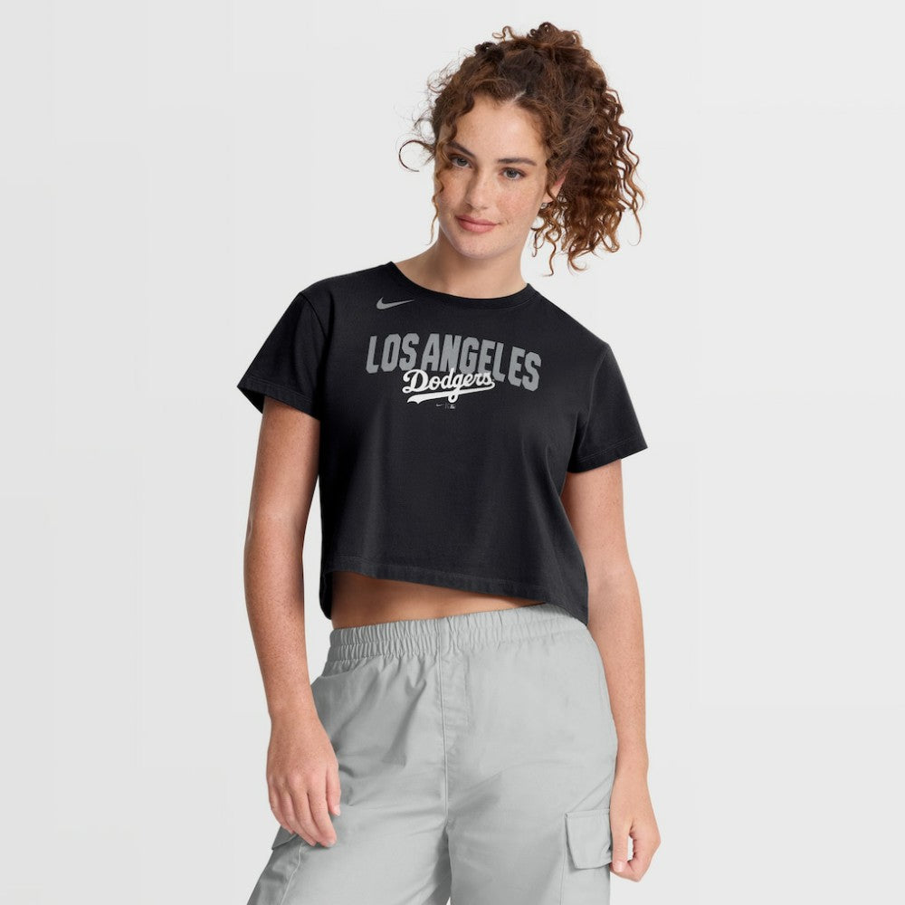 Los Angeles Dodgers Nike Women's Mod Cropped T-Shirt - Black - Nike Discount