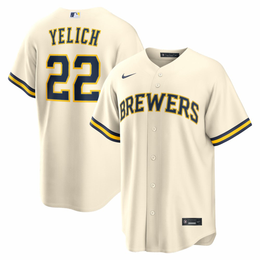 Christian Yelich Milwaukee Brewers Nike Home Replica Jersey - Cream - Nike Lifestyle