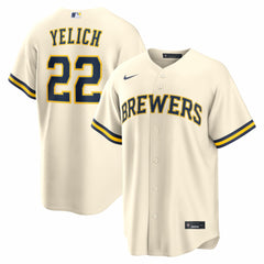 Christian Yelich Milwaukee Brewers Nike Home Replica Jersey - Cream - Nike Lifestyle